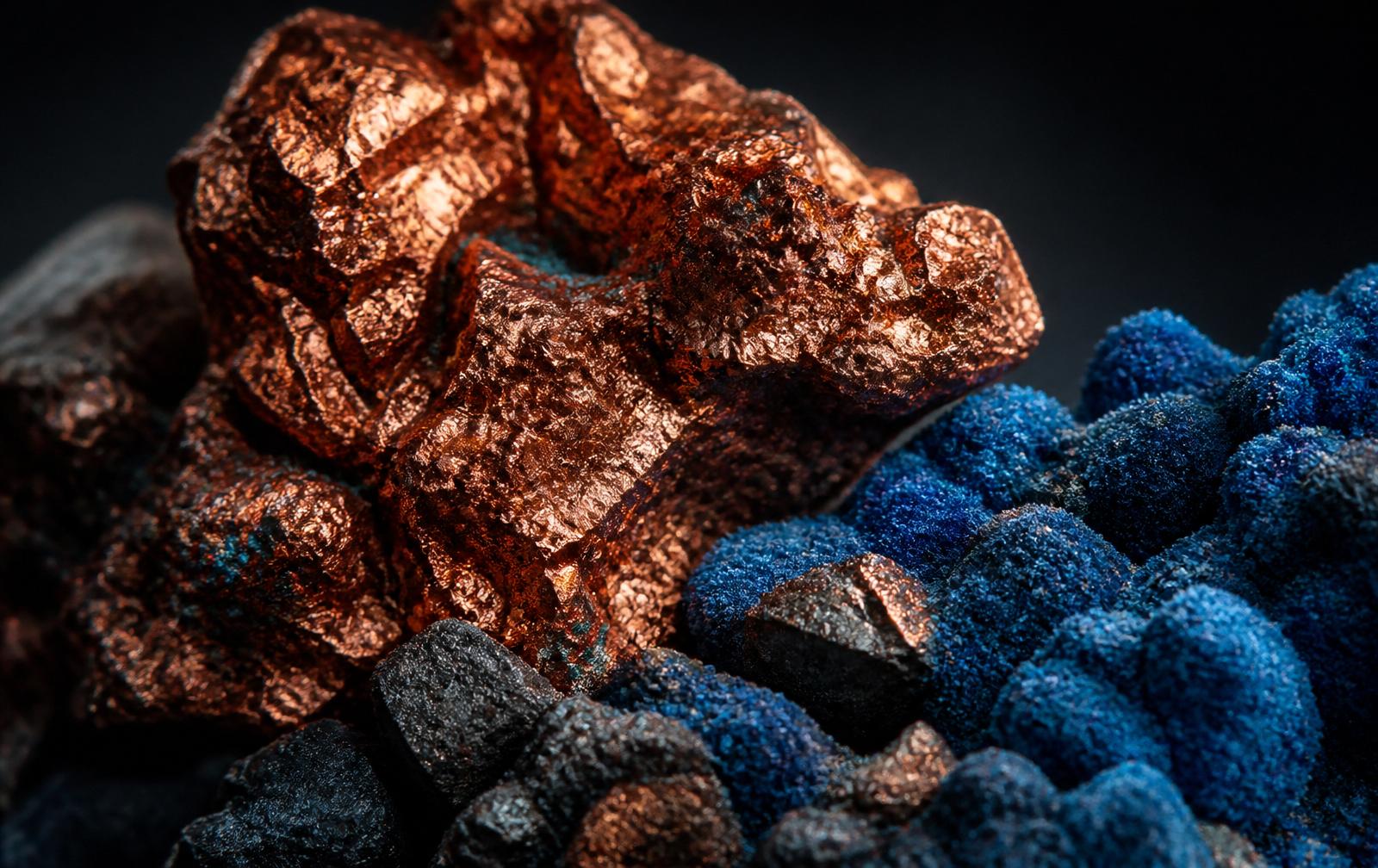 Copper and cobalt mineral samples